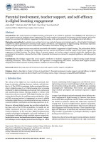 Parental involvement, teacher support, and self-efficacy in digital learning engagement